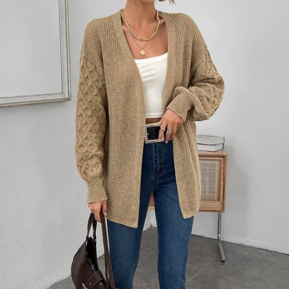 KHAKI CARDIGAN FALL WINTER STREETWEAR TRENDING - Picture 2 of 6